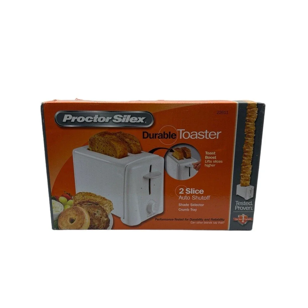 Proctor Silex  Toaster 2 Large Slice White Auto Shutoff New In Box